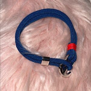 Blue Rope Bracelet with Silver Anchor Clasp